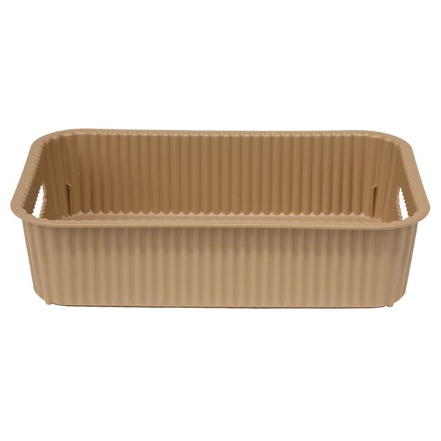 Pani&egrave;re de rangement 2L rectangulaire plastique marron 25,5x17xH6cm