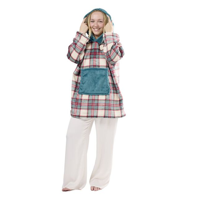 Plaid pull imprim&eacute; de No&euml;l L80X70 cm polyester (3 mod&egrave;les vert/rose/beige)