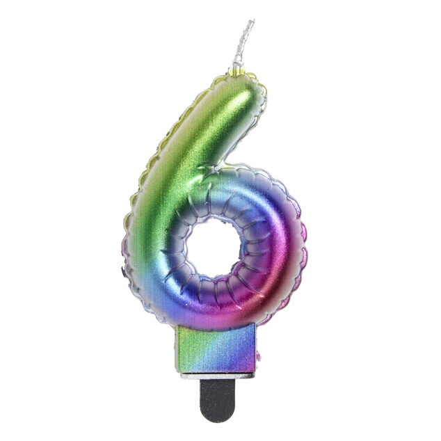 Bougie anniversaire chiffre 6 iridescent