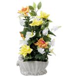 Coquillage en ciment statuette ange fleur artificielle orange et blanc