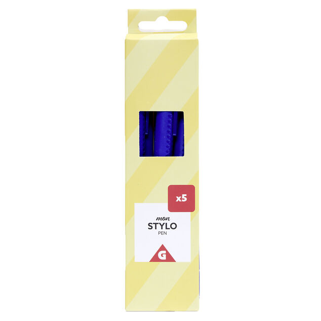 Lot de 5 stylos &agrave; encre bleue 0,6mm