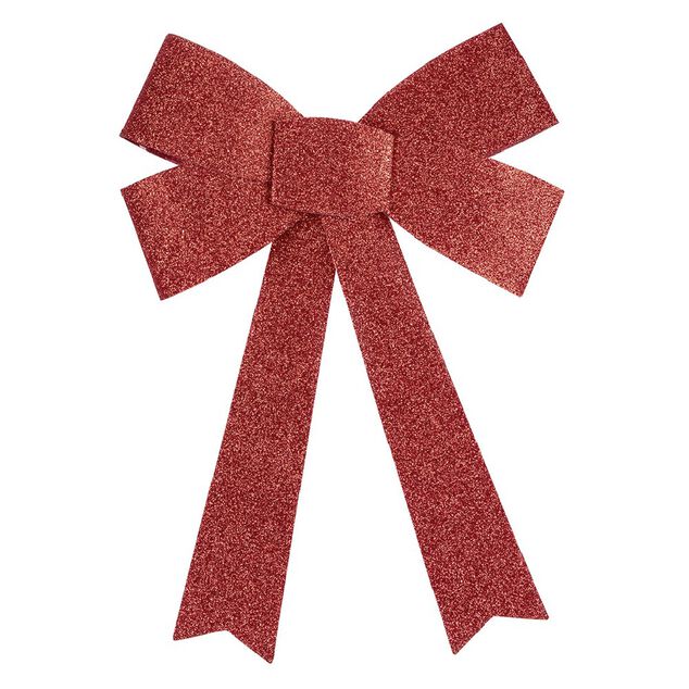 Suspension noeud de No&euml;l paillet&eacute; rouge
