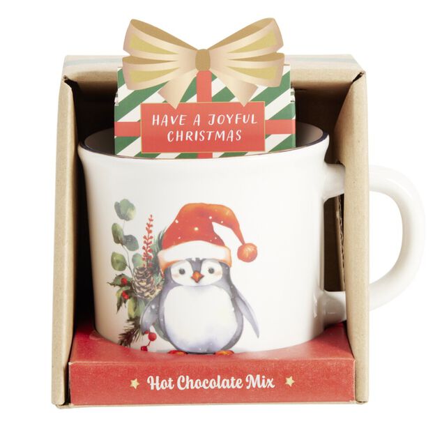 Coffret mug Noël 330ml motif mignon avec biscuits (3 modèles)