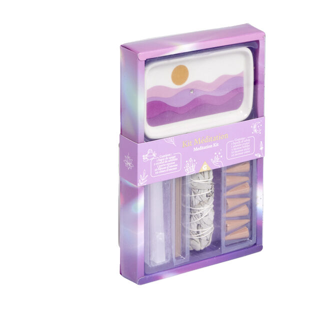 Coffret méditation kit encens/sauge/sélénite