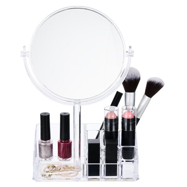 Rangement cosmétique miroir 9 compartiments 20x15xH5cm