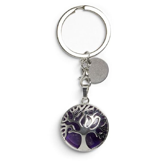 Porte clé avec médaillon arbre de vie - 3 coloris