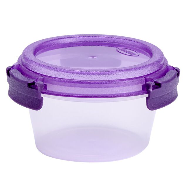 Bo&icirc;te alimentaire ronde 380ml Fresh System plastique transparent et violet &Oslash;12xH7cm