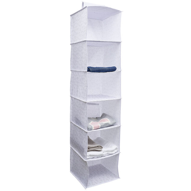 Organisateur de v&ecirc;tements Blanc - 6 niveaux - 30x30xH128 cm