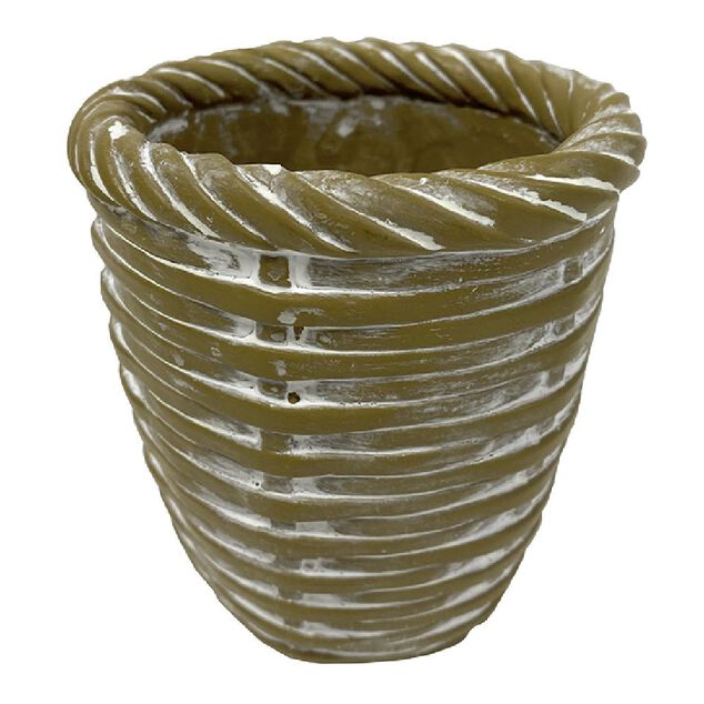 Pot de ciment rond contour aspect tress&eacute;