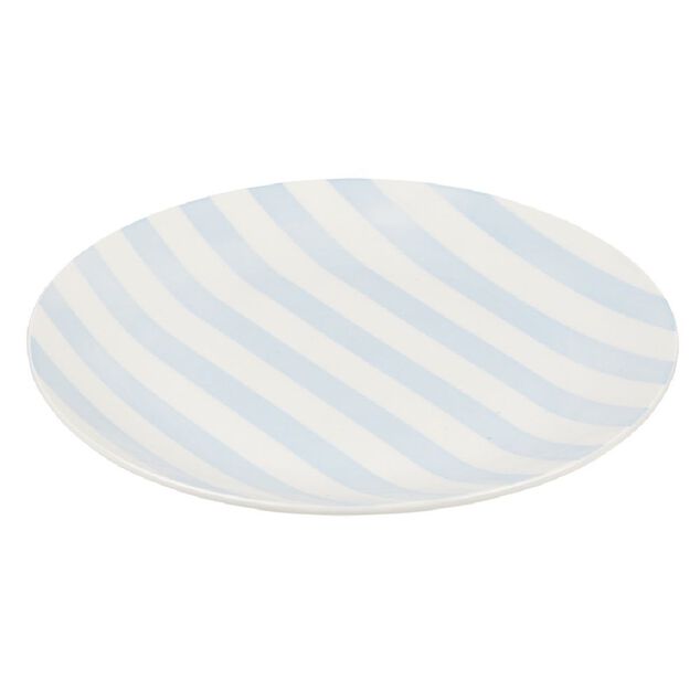 Assiette à dessert porcelaine rayure bicolore Ø16cm