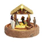 Crèche de Noël à poser lumineuse musicale animée rotation 360° Ø19xH17,5cm