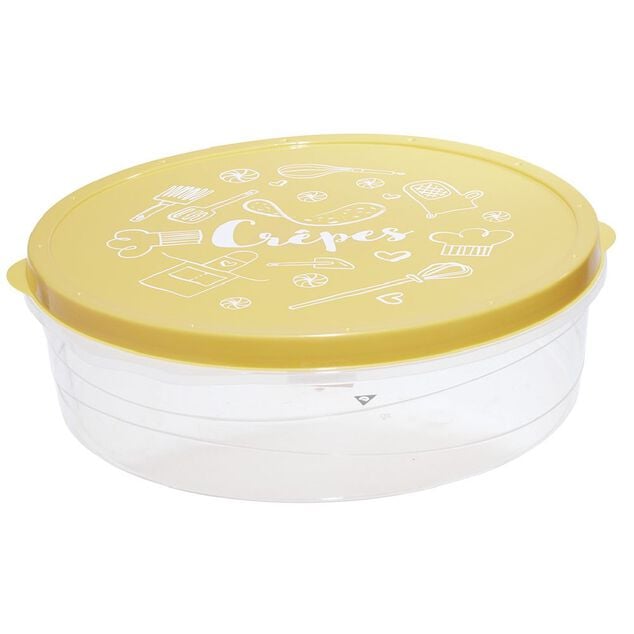 Bo&icirc;te &agrave; cr&ecirc;pes ronde avec couvercle imprim&eacute; cuisine &Oslash;28xH9cm (4 mod&egrave;les)