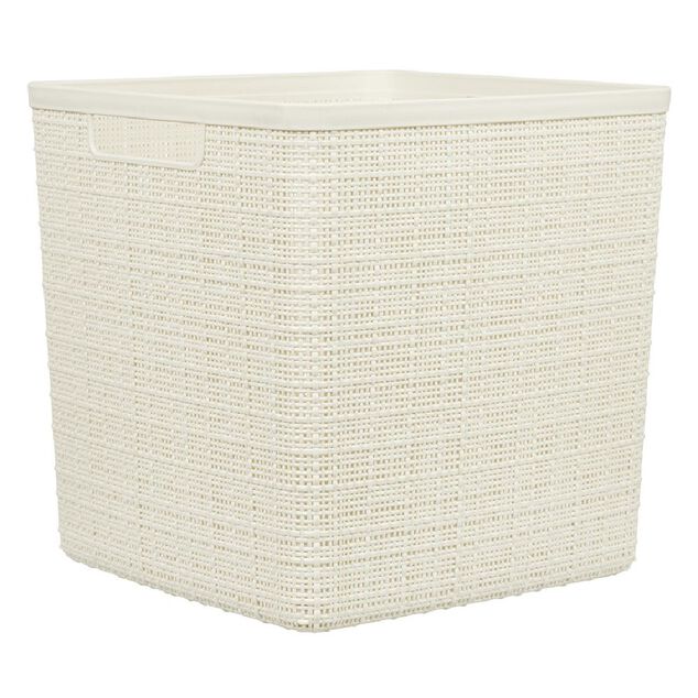 Pani&egrave;re Box Cube effet jute 17L 27x27x27cm beige