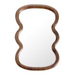 Miroir en bois effet noyer contour ondul&eacute; marron 26,5x40cm