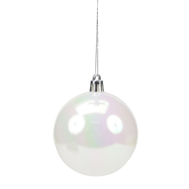 Boule de No&euml;l x8 blanc et iris&eacute; &Oslash;7cm