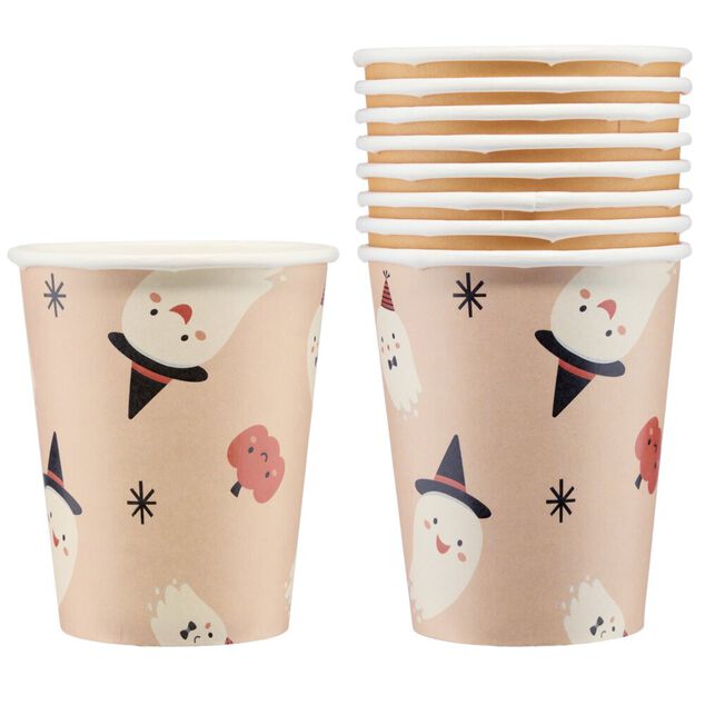 Gobelet carton x8 Halloween fant&ocirc;me mignon 250ml