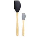 Spatule en silicone avec manche en bois x2