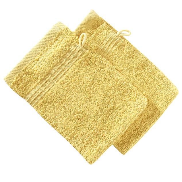 Gant de toilette coton ocre x2 16x21cm