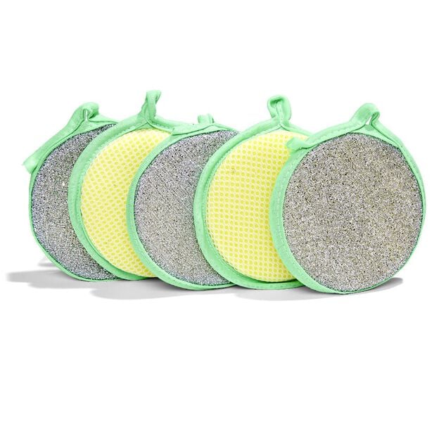 Lot de 5 &eacute;ponges &agrave; vaisselle double-face r&eacute;curante et nettoyante