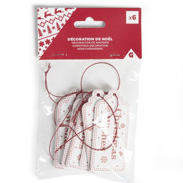 Décoration sapin de Noël étiquettes à suspendre x6