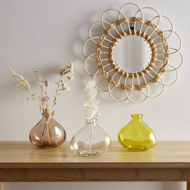 Soliflore dame jeanne verre jaune &Oslash;11xH9,5cm