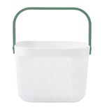 Panier plastique avec anse blanc et vert - L24 x l24 x H18 cm