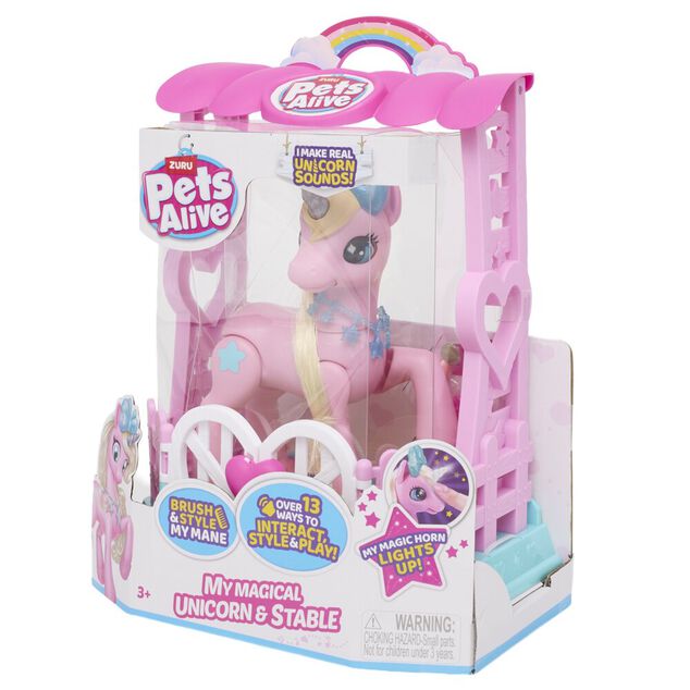 Ma licorne magique et son &eacute;curie Little Pet LED et son plastique rose H29cm