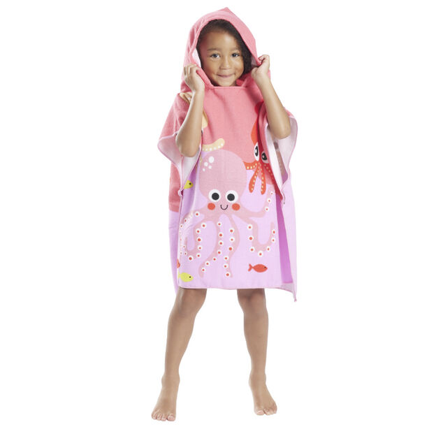 Poncho sortie de plage enfant avec capuche motif dinosaure 60x60xH120cm