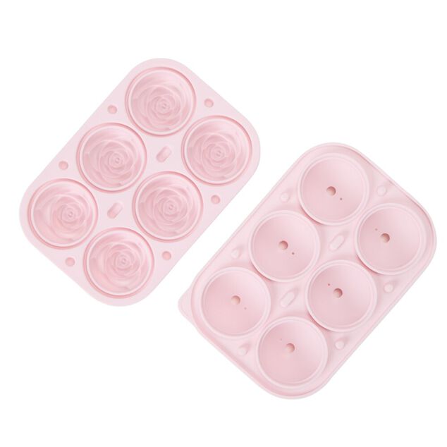 Moule &agrave; gla&ccedil;on x6 forme fleur silicone rose 12,5x18cm