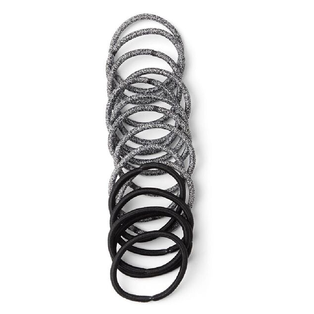 Lot de 15 &eacute;lastiques &agrave; cheveux polyester noir et blanc aspect chin&eacute;