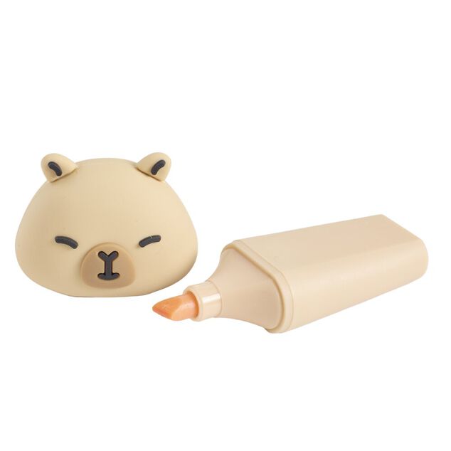 Surligneur x2 forme animal L7,5cm (2 mod&egrave;les capybara ou axolotl)