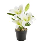 Fleurs artificielles lys blancs pot plastique noir &Oslash;11xH38cm