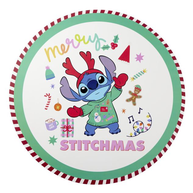 Set de table No&euml;l Disney Stitch rond Merry Stitchmas &Oslash;38cm