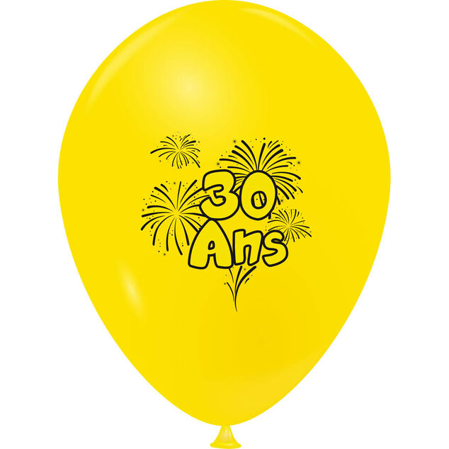 Ballon de baudruche anniversaire 30 ans multicolore x10