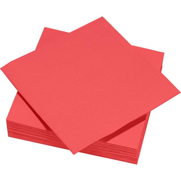 Serviette en papier microgaufr&eacute; Tex Touch 2 plis uni rouge x50