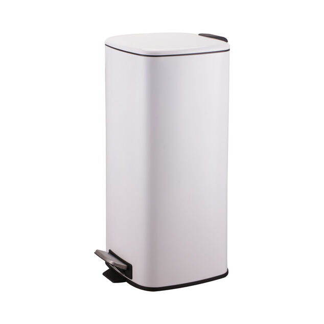 Poubelle p&eacute;dale blanche 30L