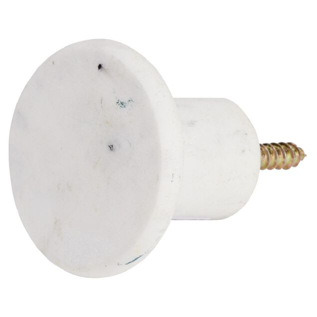 Pat&egrave;re murale ronde imitation marbre blanc polyr&eacute;sine &Oslash;5cm