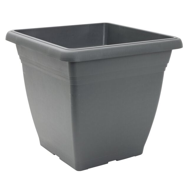 Pot de fleur carr&eacute; 32L plastique gris anthracite 40x40xH36cm