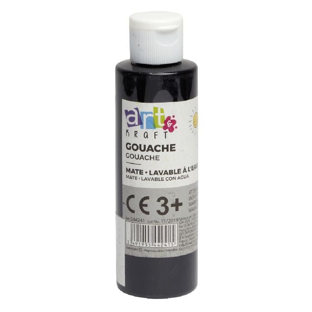 Tube de peinture gouache noir 150 ml