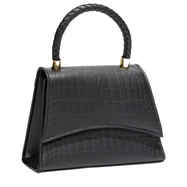 Sac &agrave; main simili effet croco avec bandouli&egrave;re amovible 21x8xH15cm - 3 mod&egrave;les