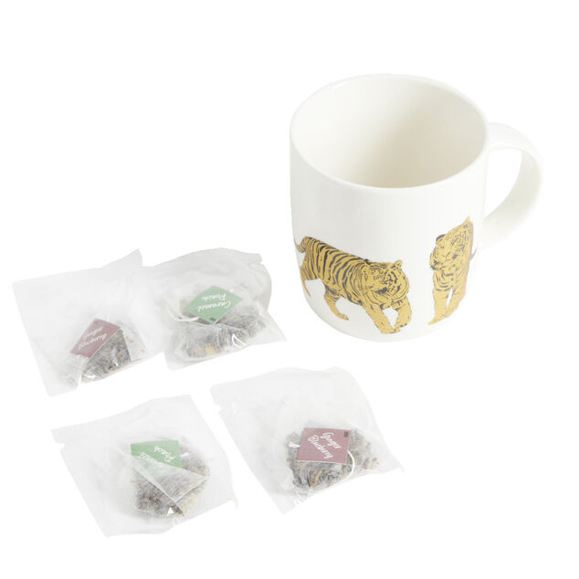 Ensemble mug en fa&iuml;ence avec 4 sachets de th&eacute;