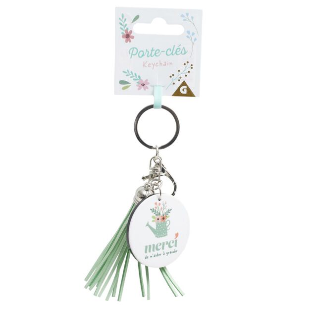 Cadeau merci pour cette ann&eacute;e porte-cl&eacute; avec message 5x11cm (3 mod&egrave;les)