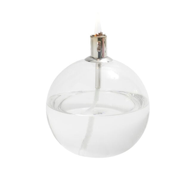 Lampe &agrave; huile ronde en verre et m&egrave;che coton H13cm