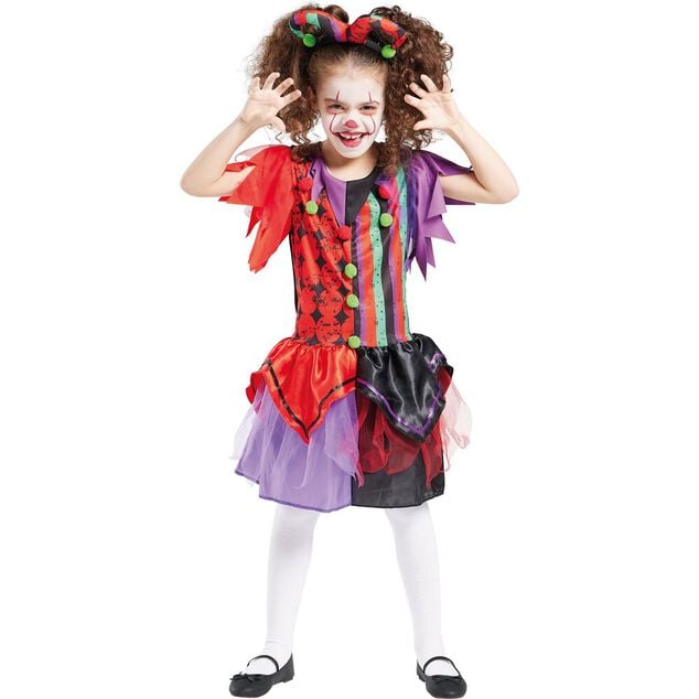 D&eacute;guisement enfant clown serre-t&ecirc;te et robe 7/10 ans