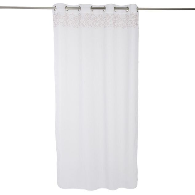 Voilage polyester 140x240cm imprimé rose et blanc
