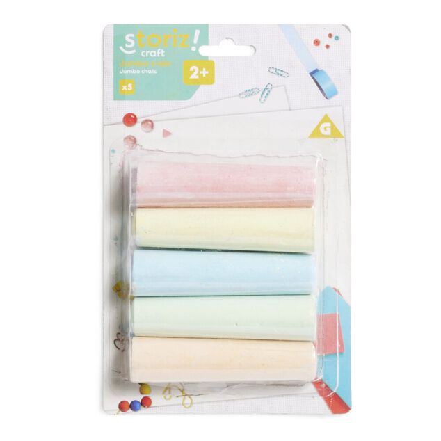 Lot de 5 craies g&eacute;antes multicolore