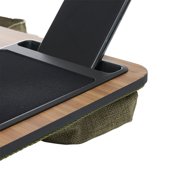 Support nomade pour ordinateur portable marron fonc&eacute; L57xl30xH7,5cm