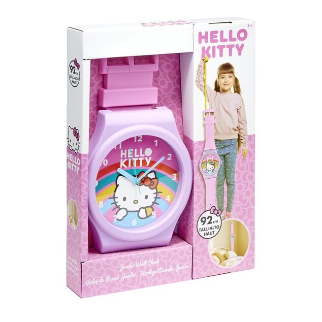 Horloge murale montre g&eacute;ante licence plastique 92x40x&Eacute;p10cm (2 mod&egrave;les bleu ou rose)