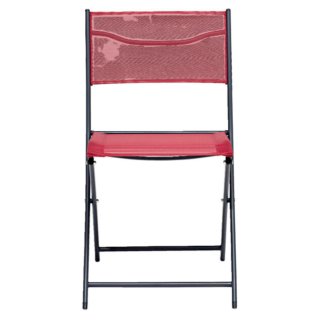 Chaise de jardin pliante Oslow acier et textil&egrave;ne rouge 51xP45xH81cm