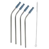 Paille en inox réutilisable avec embout en silicone x4